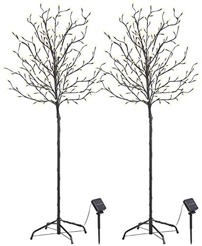 Lunartec Baum: 2er-Set XL-Solar-LED-Lichterbäume mit je 200 beleuchteten Knospen (LED Baum Solar, Solarbäumchen, Kirschblütenbaum) von Lunartec