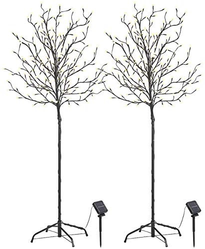 Lunartec LED Baum Solar: 2er-Set XL-Solar-LED-Lichterbäume mit je 200 beleuchteten Knospen (LEDbaum, Lichterbaum Outdoor, Weihnachtsbaum) von Lunartec
