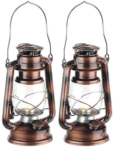Lunartec Deko-Laterne LED: 2er-Set LED-Sturmleuchte im Öllampen-Design, Flammen-Imitation, Bronze (Öllampen Garten, Petroleumlicht, Tischlampe Batterie) von Lunartec