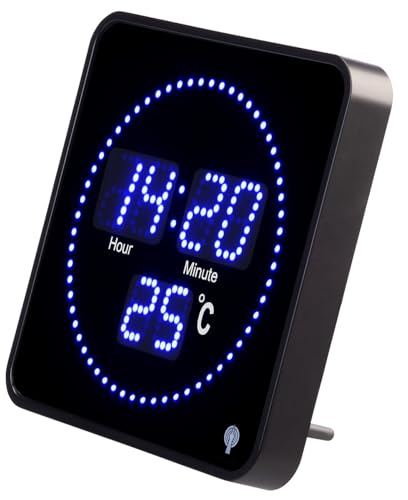 Lunartec Uhr: Flache LED-Funk-Tisch- und Wanduhr, Temperatur-Anzeige, Blaue LEDs (Funkuhr, Wanduhr Digital, Digitale) von Lunartec