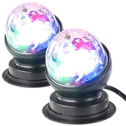 Lunartec Discoleuchten: 2er-Set rotierende 360°-Disco-Leuchten mit RGB-LED-Farbeffekten, 3 W (Disco Beleuchtung für Zuhause, Disco Lichter, Sternenhimmel) von Lunartec
