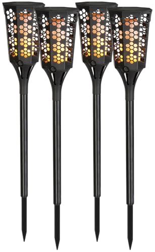 Lunartec Fackel: 4er-Set LED-Solar-Gartenfackeln mit Flammen-Effekt und Akku, 78 cm (Fackeln Solar, Solarlampe Fackel, Gartenleuchte Standleuchte) von Lunartec