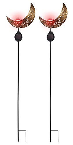 Lunartec LED Solar Leuchte außen: 2er Set Solar-Mondleuchte mit RGB-LEDs und Erdspieß, IP44 (Solar-Leuchten mit Erdspieß, Erdspießleuchten) von Lunartec