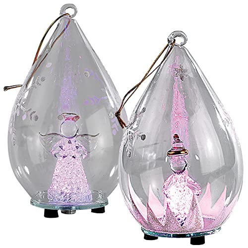 Lunartec Weihnachtsbaum Kugeln: Mundgeblasene LED-Glas-Ornamente in Tropfenform, 2er-Set (Weihnachtskugeln Beleuchtung, Weihnachtskugel Beleuchtung, Glaskugeln Mundgeblasen) von Lunartec