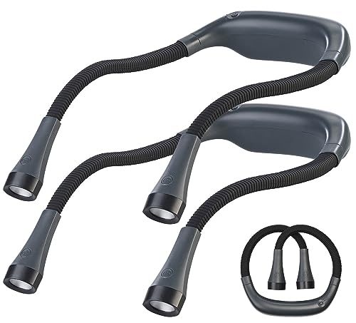 Lunartec Umhänge Leselampe: 2er-Set LED-Akku-Umhänge-Leseleuchte, 4 W, 3 Weiß-Stufen, 13,5 Std. (Hals Leselampe, Nacken-Lampe, Kabellose Stehlampe) von Lunartec