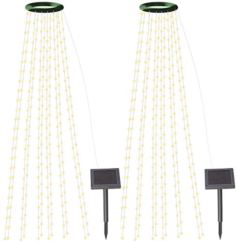 Lunartec Solar Lichterkette Baum: 2er-Set Solar-Tannenbaum-Überwurf-Lichterkette, 12 Girlanden, 300 LEDs (Weihnachtsbaum Beleuchtungen Solar, Solar Weihnachtsbaum-Überwürfe) von Lunartec