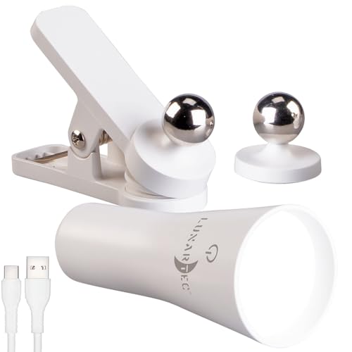 Lunartec Zubehör zu Magnet-Lampe Akku: 3in1-Akku-Wand-, Klemm- und Taschenlampe, mit 3 Leuchtmodi, weiß (Spiegelleuchte, Arbeitslicht, Leselampe Bett) von Lunartec