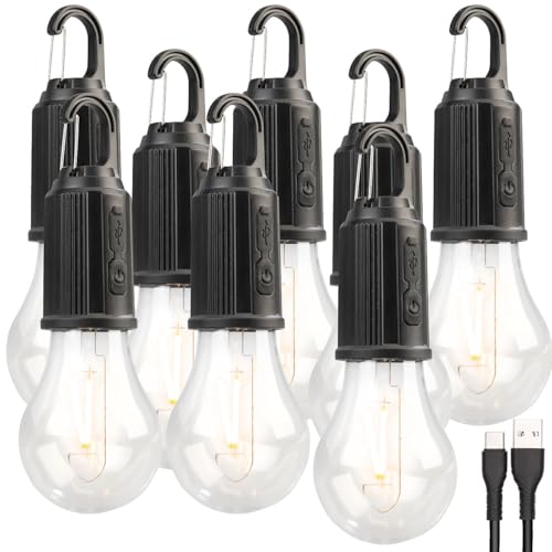 Lunartec LED Birne aufladbar: 8er-Set LED-Akku-Glühbirnen mit je 120 Lumen, 400 mAh, USB-Ladung (Campinglampe Batterie, Lampen Akku Camping, Außenbeleuchtung) von Lunartec