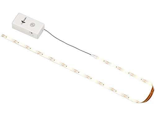 Lunartec LED Strip: Indoor-LED-Streifen, 30 LEDs, PIR-Sensor, Batterie, 600 lm, 100 cm (Lichtband mit Bewegungsmelder, LED Lichtband mit Bewegungsmelder, Lampe mit Bewegungs Melder) von Lunartec