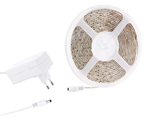 Lunartec LED Band mit Netzteil: LED-Streifen LE-300MA, 3 m, warmweiß mit Netzteil (Leiste mit, Leuchtband, Glaskantenbeleuchtung) von Lunartec