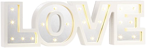 Lunartec LED Schrift Beleuchtung: LED-Schriftzug Love aus Holz & Spiegeln mit Timer & Batteriebetrieb (Beleuchtung Schriftzüge, Wanddekos, Batterie) von Lunartec