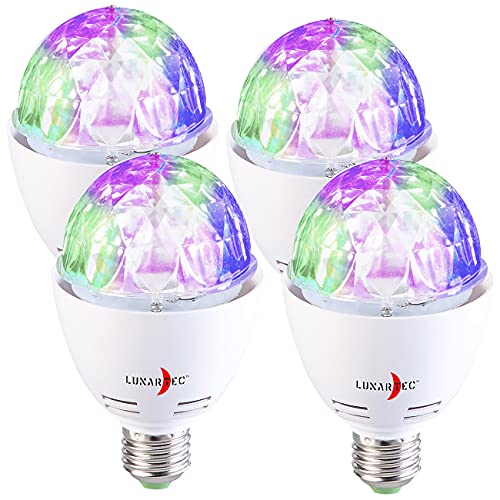 Lunartec Disko Lampe: 4er-Set rotierende Disco-Leuchten mit RGB-Farbeffekten, 3 W, E27 (Disco Kugel, E27 Disco Lichter, Leuchtmittel) von Lunartec