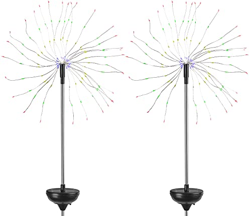 Lunartec Feuerwerk Solarleuchten: 2er-Set Garten-Solar-Lichtdekos mit Feuerwerk-Effekt, 120 LEDs, IP44 (Gartenbeleuchtung Solar LED Licht, Solar-Dekolampe, Weihnachten) von Lunartec