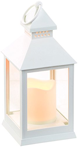 Lunartec LED Grablicht mit Timer: Laterne mit flackernder LED-Kerze und Timer, Batteriebetrieb, weiß (Grablicht mit Batterie und, Elektrische mit, Kerzen Laternen) von Lunartec