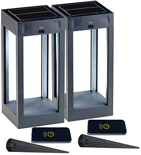 Lunartec Deko Solartischleuchten: 2er-Set Outdoor-Solar-Laternen, RGB+W-LEDs, Fernbedienung, 80 lm, 1 W (LED Solar-Tischleuchten, Wegelampen, Gartenleuchte Standleuchte) von Lunartec