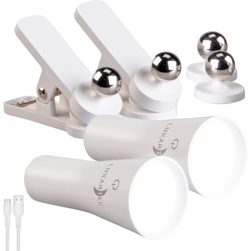 Lunartec Klemmleuchte: 2er-Set 3in1-Akku-Wand-, Klemm- und Taschenlampe, mit 3 Modi, weiß (Leselampe Klemmleuchte, Spiegelleuchte, Einbaustrahler) von Lunartec