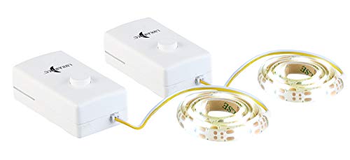 Lunartec LED Strips: 2er-Set Indoor-LED-Streifen, 18 LEDs, Schalter, Batteriebetrieb, 60 cm (Schrankleuchten, LED Bänder, Glaskantenbeleuchtung) von Lunartec