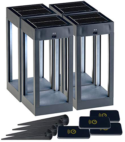 Lunartec Solar-LED-Gartenlaternen: 4er-Set Outdoor-Solar-Laterne, RGB+W-LEDs, Fernbedienung, 80 lm, 1 W (LED Solar-Tischleuchte, Wegelampe) von Lunartec