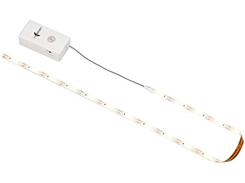 Lunartec Leiste: Indoor-LED-Streifen, 30 LEDs, PIR-Sensor, Batterie, 600 lm, 100 cm (Streifen mit Bewegungsmelder, Band mit Bewegungsmelder, Lampe mit Bewegungs Melder) von Lunartec