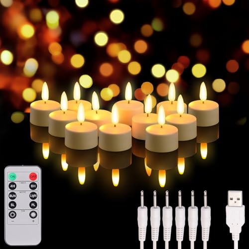 Lunartec LED Teelichter mit Timer: 12er-Set Akku-LED-Teelichter mit realistischer Flamme & Fernbedienung (Kerzen weiß, aufladbar, wiederaufladbar) Lunartec LED Teelichter mit Timer: 12er-Set Akku-LED-Teelichter mit realistischer Flamme & Fernbedienung (Kerzen weiß, aufladbar, wiederaufladbar) von Lunartec