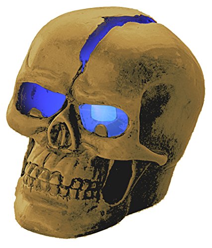 Lunartec Beleuchteter Totenkopf: Schädel-Leuchte Crackhead 1 Blaue LED (LED Totenkopf, Totenschädel, Halloween Deko) von Lunartec