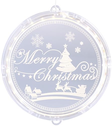 Lunartec Weihnachten Dekoration: Weihnachtliches Fenster-Licht Merry Christmas mit 26 LEDs, Ø 16 cm (LED Licht Dekos Weihnachten, Weihnachtsdeko beleuchtet, Weihnacht) von Lunartec