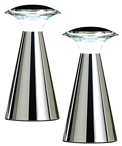 Lunartec Nachttischlampen: Edelstahl LED-Tischleuchte, 2er Set (Tischlampe mit Batterie, Tischlampe LED Batterie, Nachtischlampe) von Lunartec