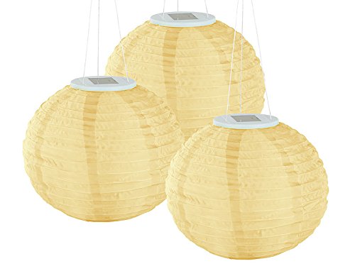Lunartec Lampignons: 6er-Set Solar-LED-Lampions, Dämmerungs-Sensor, IP44, warmweiß, Ø 30 cm (LED-Solarlampion, außen-Solar-Lampions, Beleuchtung) von Lunartec