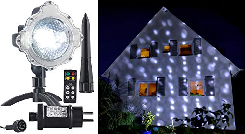 Lunartec Schneeprojektor: LED-Kugellampe mit Schneefall-Effekt und Ausschalt-Timer, weiß, IP44 (LED Projektor Schneefall, Weihnachtslampe mit Schnee, Garten Deko Beleuchtung) von Lunartec