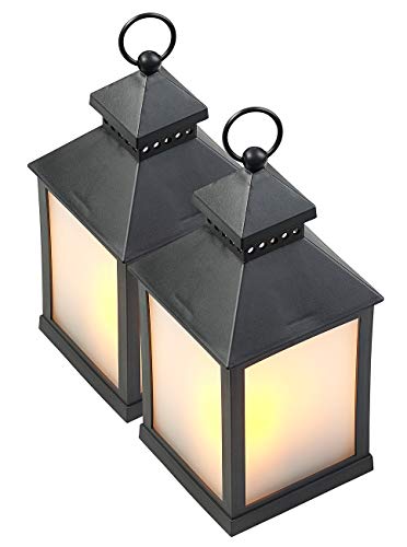 Lunartec LED Flackerlicht: 2er Pack LED-Laterne mit realistischem Flammenspiel und Timer (Laterne Flackerlicht, Outdoor mit Timer, Gartenleuchte Standleuchte) von Lunartec