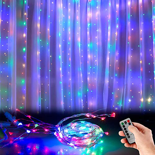 Lunartec LED Lichtvorhang: 2er-Set RGB-LED-Lichtervorhang, 300 LEDs, Fernbedienung, 3x3 m (Lichtervorhang Farbwechsel, Lichterkette Fenster, Fernbedienungen) von Lunartec