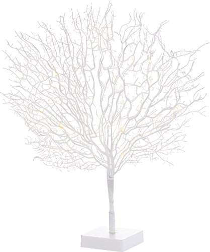 Lunartec Lichterbaum Deko: Moderner Lichterbaum mit 25 warmweißen LEDs, 50 cm, weiß (Dekorieren, innen, Weihnachtsbeleuchtung) von Lunartec
