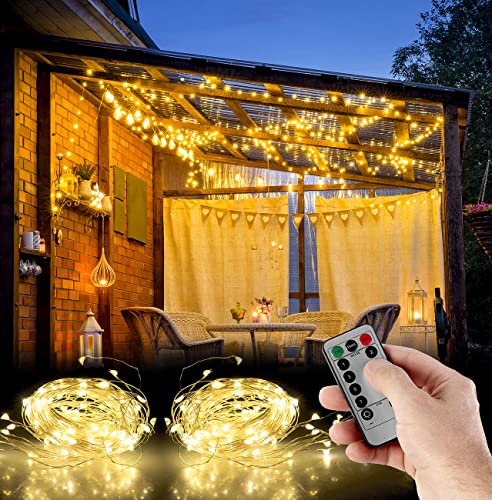 Lunartec Lichtervorhang innen: 2er-Set LED-Lichtervorhänge, 300 LEDs, Fernbedienung, 3x3 m, warmweiß (LED-Lichtervorhang innen, Lichtervorhang innen warmweiß, Fernbedienungen) von Lunartec