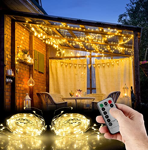 Lunartec Lichternetz: 2er-Set LED-Lichtervorhänge, 300 LEDs, Fernbedienung, 3x3 m, warmweiß (Lichtervorhang innen, Lichtervorhang Weihnachten, Fernbedienungen) von Lunartec