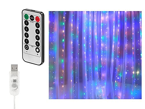 Lunartec Lichtvorhang: RGB-LED-Lichtervorhang, 300 LEDs, Fernbedienung, 3x3 m, Timer, USB (Lichtervorhang bunt, Lichter, Fernbedienungen) von Lunartec