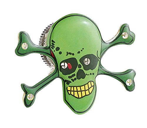 Lunartec Magnet-Blinker: Blink-Pin mit LED & Magnetclip grüner Totenkopf (Blinklicht zum Anstecken, LED Magnetclips, Blinkende Pins) von Lunartec