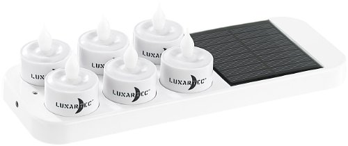 Lunartec Mini Teelichter: 6 LED-Akku-Teelichte mit Dekogläsern & Solar-Ladestation (Mini LED Teelicht, Kleine, Solarleuchte) von Lunartec