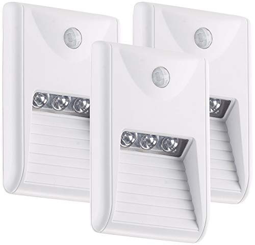 Lunartec LED Treppenbeleuchtung: 3er-Set LED-Treppenleuchten & Nachtlichter mit PIR-Bewegungssensor (Treppenlicht mit Bewegungsmelder, Treppenleuchten Bewegungsmelder, Sensor Deckenleuchte) von Lunartec