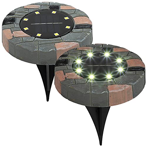 Lunartec Boden Solarleuchten: 2er-Set Solar-Akku-Bodenleuchten mit 8 LEDs, warmweiß, IP44 (Boden Solarlampe, Erdspieß-Bodenleuchte, LED Pflanzenlicht) von Lunartec