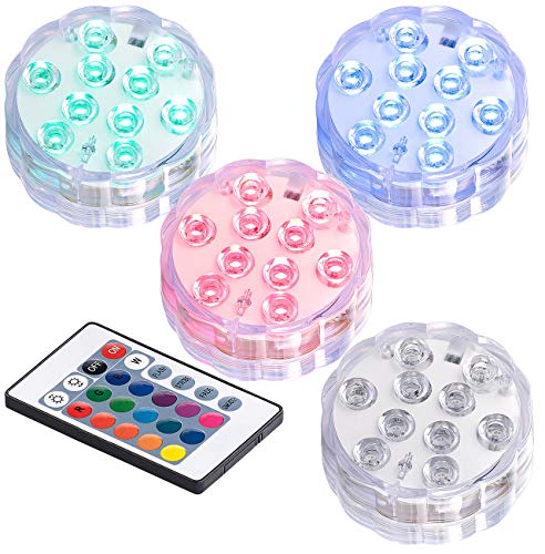 Lunartec Unterwasser LED: 4er-Set RGB-LED-Unterwasserleuchten mit Fernbedienung, IP68 (Unterwasserlicht, LED Unterwasserlicht, Unterwasserbeleuchtung Aquarium) von Lunartec