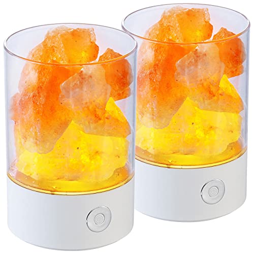 Lunartec Deckenleuchte: 2er-Set RGB-LED-Tischleuchten: 7 Farben, natürliche Salzkristalle, 3 W (Salzkristall-Leuchten, Atmosphärenlampen, Lichter bunt) von Lunartec