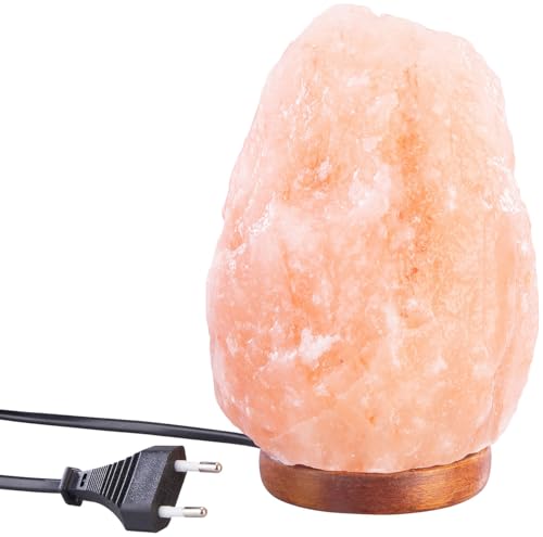 Lunartec Salzlampe: LED-Salzkristall-Lampe mit Echtholzständer, LED-Leuchtmittel, 2-3 kg (Salzkristalllampe, Salzstein, Wohnzimmerleuchten) von Lunartec