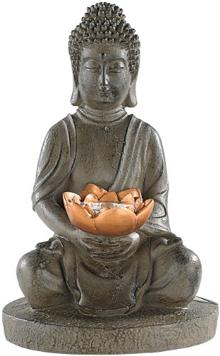 Lunartec Buddha Lampe Outdoor: Solar-LED Deko Lampe Buddha für Garten & Terrasse, 28 cm (Buddha mit Solarlicht, Buddha mit Licht, Solarleuchten) von Lunartec