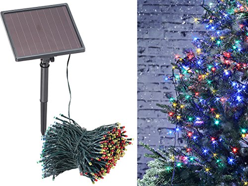 Lunartec Lichterkette bunt: 4-farbige Solar-LED-Lichterkette mit 500 LEDs und Timer, IP44, 50 m (Solarleuchte-Lichterkette, Solar-Lichterkette für den Garten, Kabellose Weihnachtskerzen) von Lunartec