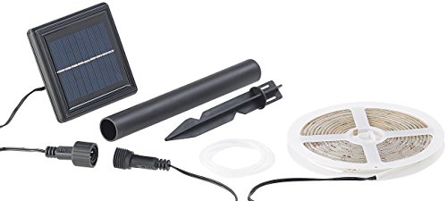 Lunartec Solar Lichtband Outdoor: Solar-LED-Streifen mit 180 warmweißen LEDs, 3 m, wetterfest IP65 (Lichtband außen, Strip, Weihnachtsbaumbeleuchtung kabellos) von Lunartec