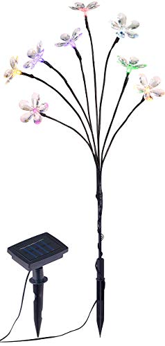 Lunartec Lichterstrauch aussen: Solar-LED-Lichterstrauch mit 8 Blüten und Erdspieß, multicolor, 50 cm (LED Strauch außen, Solar Lichterbaum, Pflanzen Licht) von Lunartec