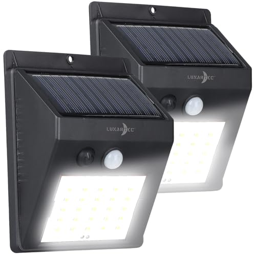 Lunartec Solarlampe: 2er-Set Solar-LED-Wandleuchten mit Bewegungsmelder, 100 Lumen, IP44 (Solarleuchte Mit Bewegungsmelder, LED-Strahler Solar, Dachrinnenleuchten Nachtlicht Funktion) von Lunartec