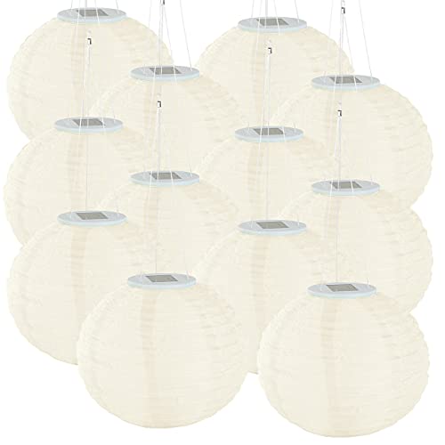 Lunartec Solarlampions: 12er-Set Solar-LED-Lampions, LEDs, Dämmerungs-Sensor, IP44, Ø 30 cm (Solar Lampions warmweiss, Solar Lampignon, Stimmungslicht) von Lunartec