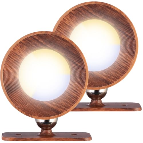 Lunartec Wandleuchte innen LED: 2er-Set CCT-LED-Wandlampen, Magnetfuß, dimmbar, Touchtasten, walnuss (Bettlampe, Wandspot, Arbeitsleuchte) von Lunartec