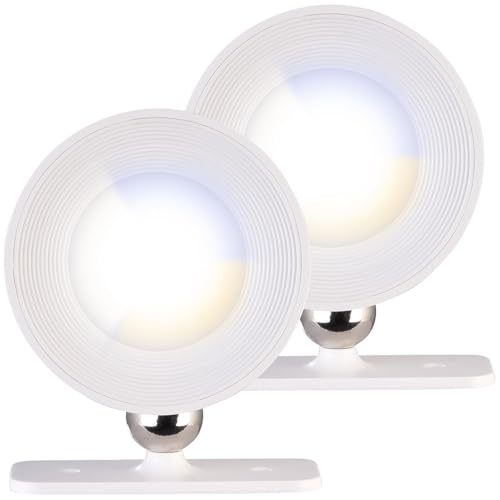 Lunartec LED-Wandlampe rund: 2er-Set CCT-LED-Wandlampen, Magnetfuß, dimmbar, Touch-Bedienung, weiß (Wandleuchte innen Akku, Aufbauspot, Arbeitsleuchte) von Lunartec